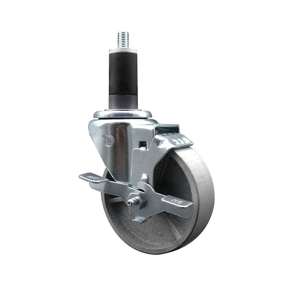 4'' Semi Steel Swivel 1-1/4'' Expanding Stem Caster with Brake